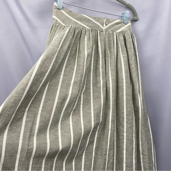 asos Linen Blend Striped Midi Skirt with Oversized Pockets Size 0 - Picture 7 of 11
